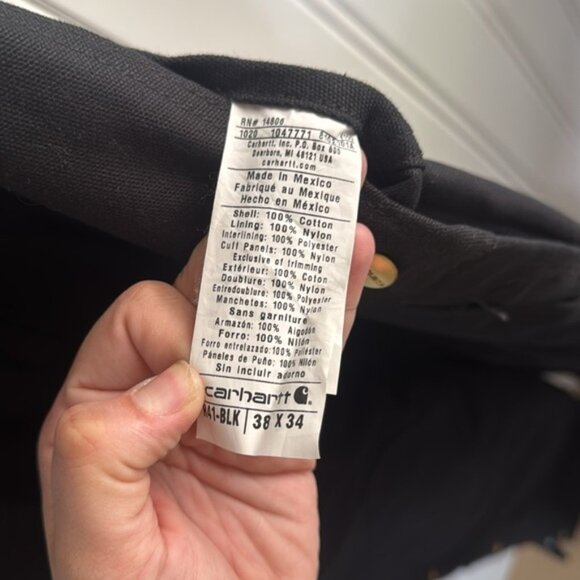 CARHARTT Cotton Insulated Quilted Bib Overalls Black size 38x 34 - Picture 11 of 12